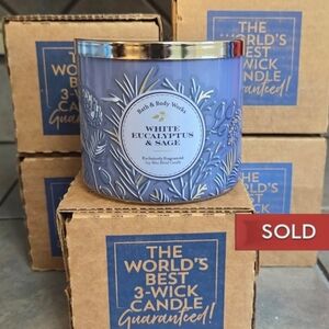 🆕️●Limited Time Only●Bath & Body Works White Eucalyptus & Sage 3-Wick Candle